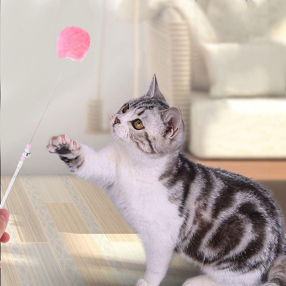 1 Set of 3Pcs Interactive Pet Cats Toy Teaser Stick Ribbon Feather Cat Teaser