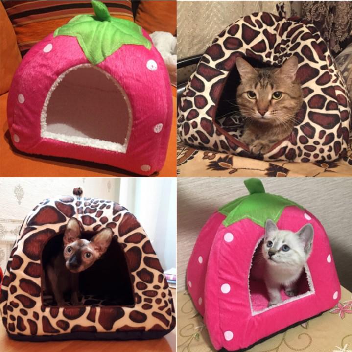 Cute Foldable Kitten House Warm Soft Puppy Bed