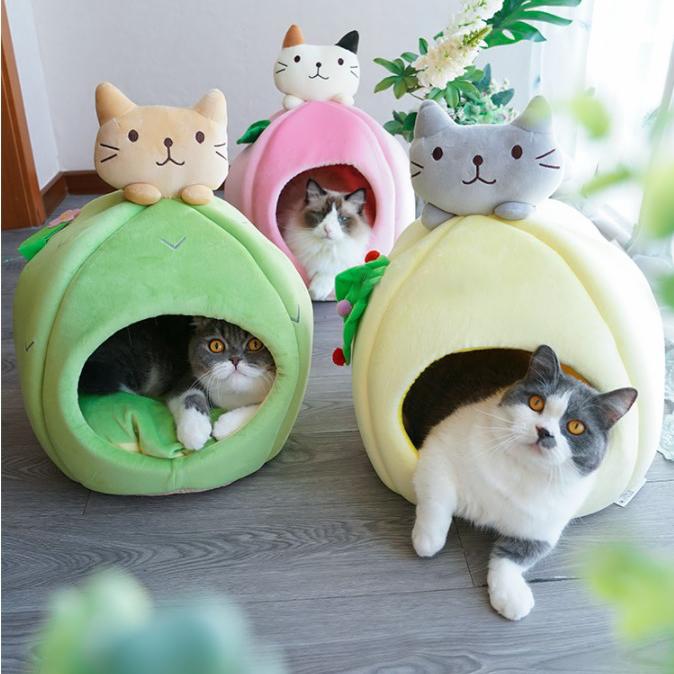 Cute Covered Warming Cat And Dog Bed
