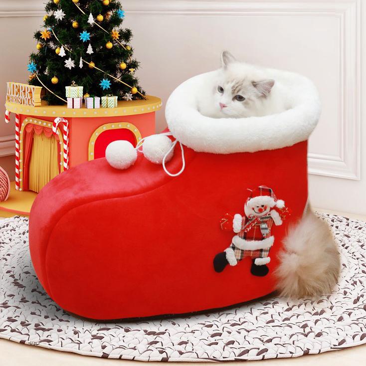 Christmas Shoes Shape Cat And Dog Bed