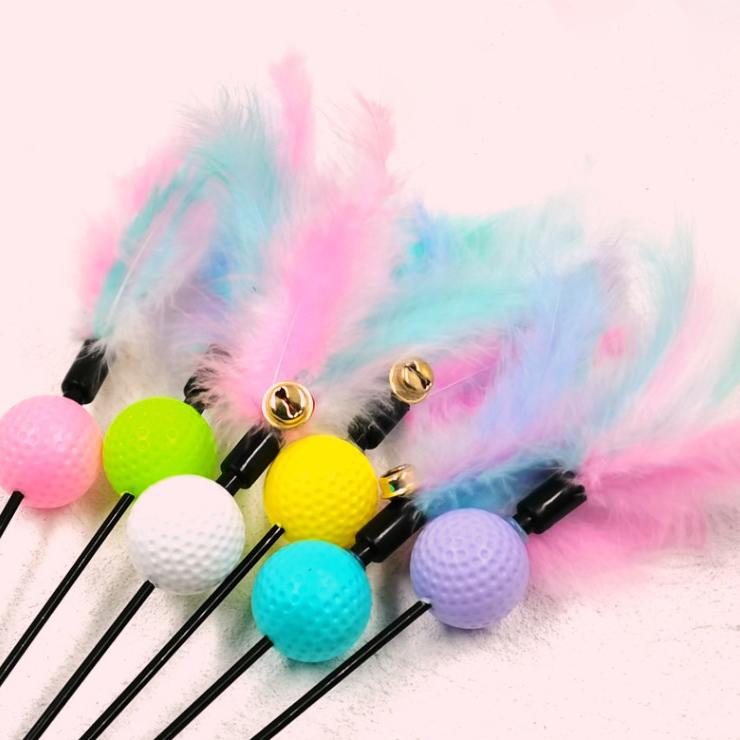 Golf Ball Cat Teaser Feather Toys