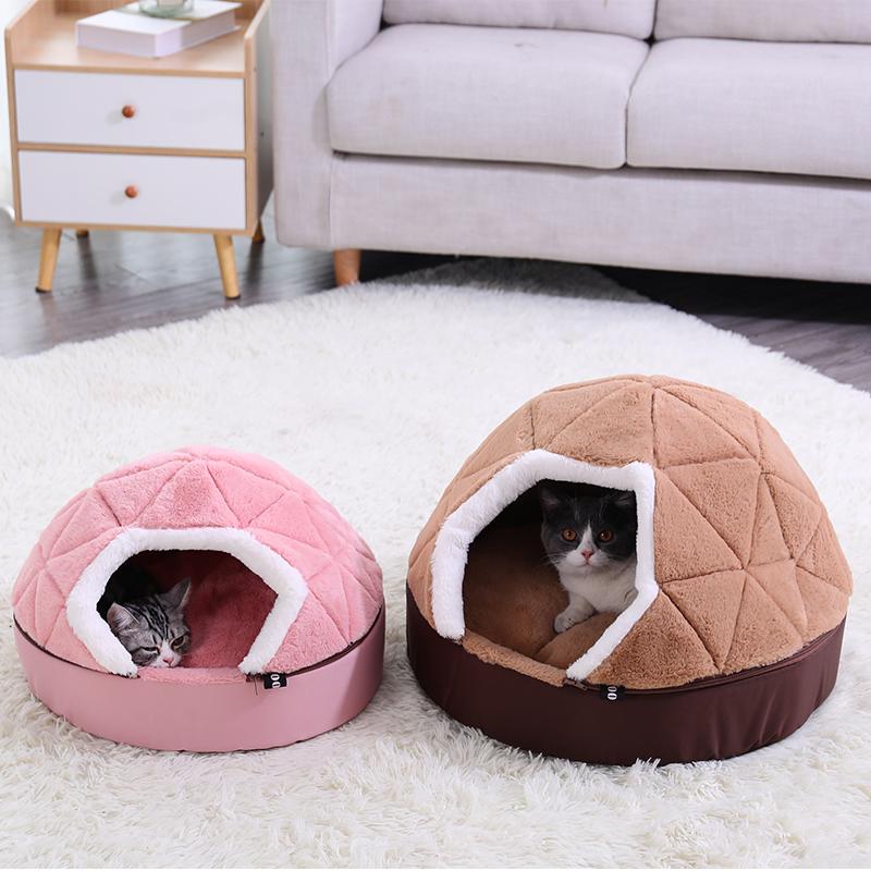 Warm Cat Bed Puppy Nest Shell Hiding Burger Bun