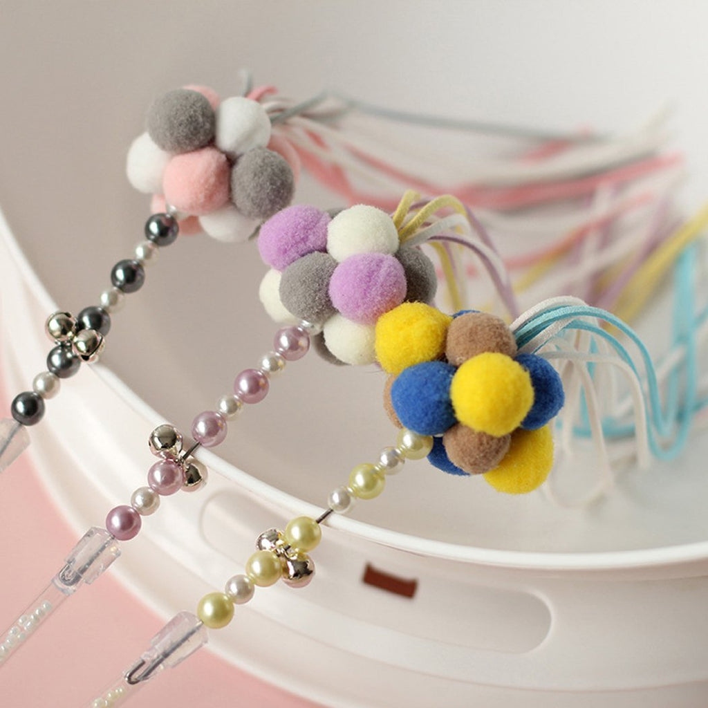 Colorful Pet Tassel Wand With Pompom And Bell
