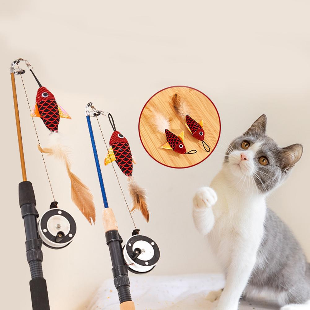 Funny Retractable Rod Cat Wand Toys Fishing Pole Pet Cat Toys