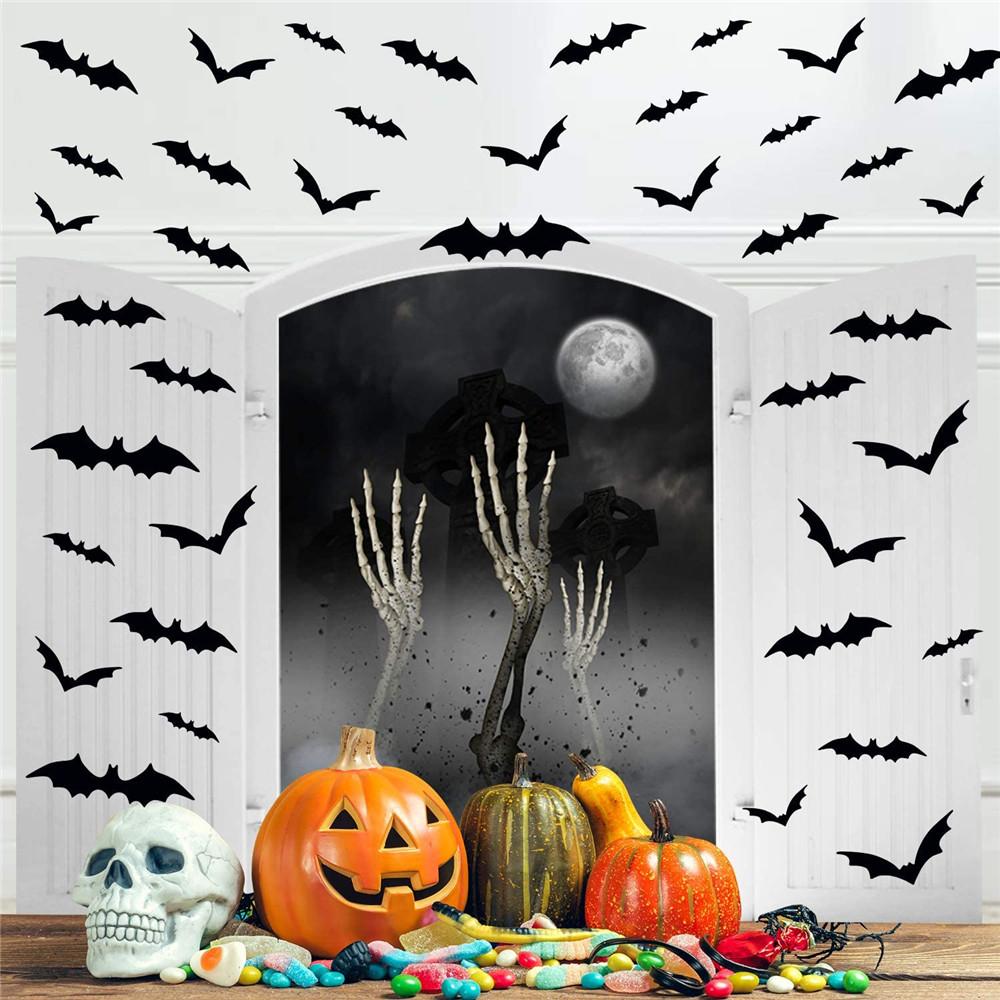 48pcs Halloween Party Scary Decos Props Wall Sticker