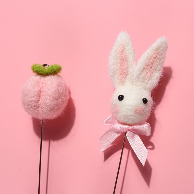 Cute Rabbit Cat Toys Feather Rod Teaser Wand Plastic