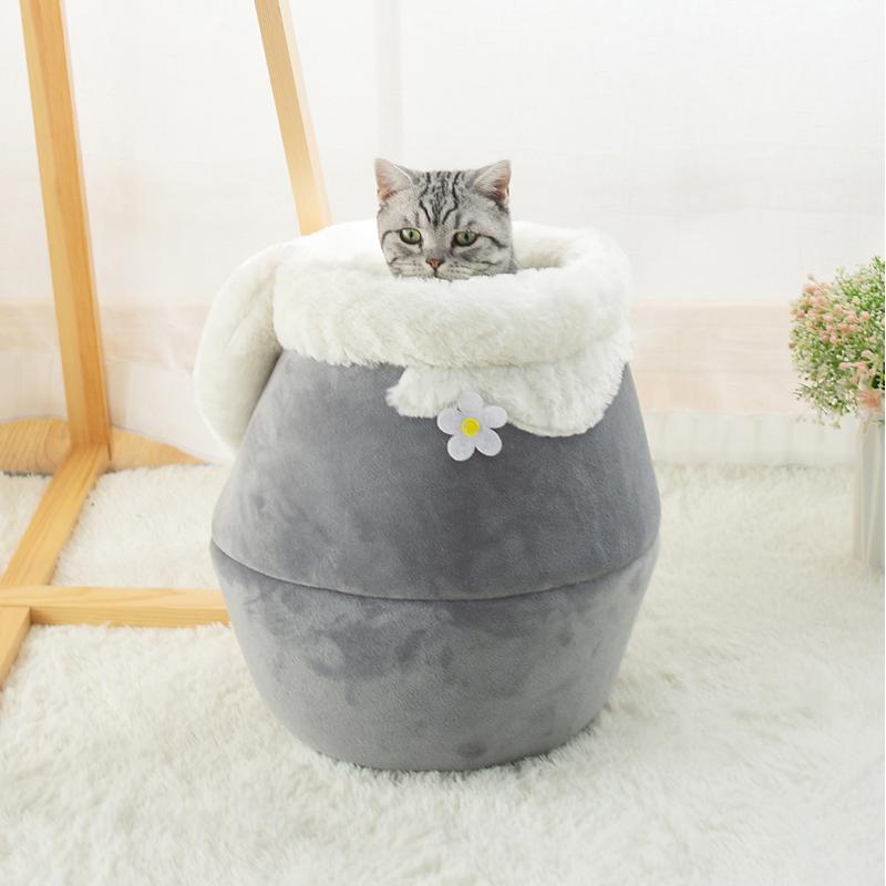 Cat Bed Plush Soft Foldable Cute Cat House