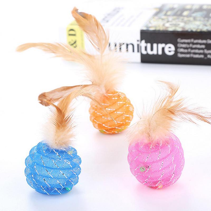 Pet Interactive Toy Cat Feather Line Tube Ball Pet Toy