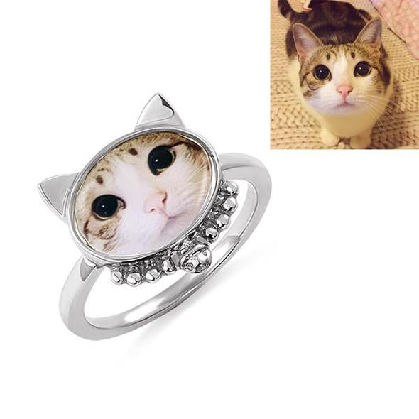 Personalized Cat Photo Ring Sterling Silver
