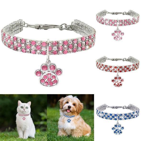 Pets Shiny Crystal Elastic Collars