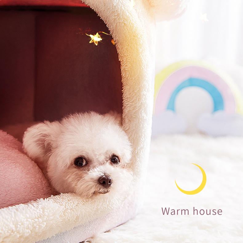 Foldable Cat Dog House Self  Warm Cozy Pet Bed